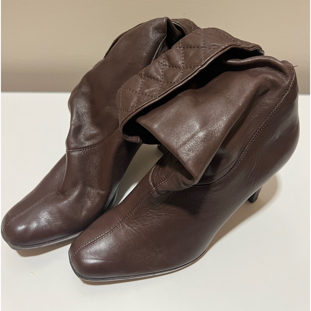 Worthington Slouched Or Cuffed Brown Leather Boots - image 1